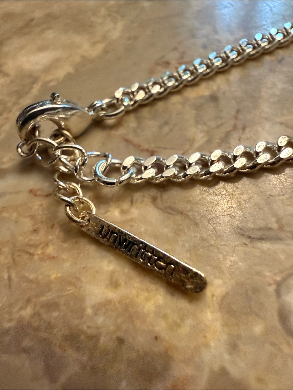 NWOT Unwritten Silvertone initial A cubic zirconia station bracelet - Picture 2 of 3